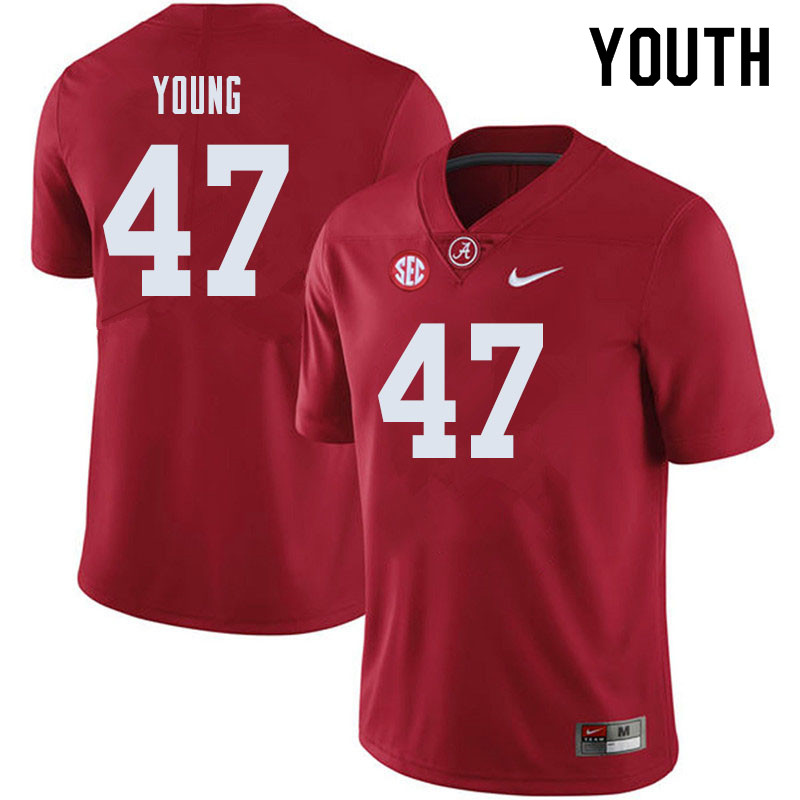 Alabama Crimson Tide Youth Byron Young #47 Crimson NCAA Nike Authentic Stitched 2019 College Football Jersey SY16B65TI